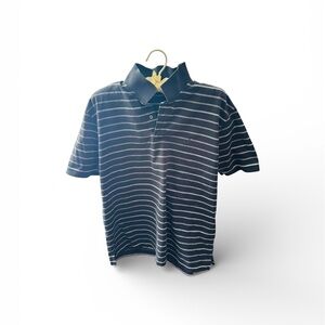 💥 Náutica Polo Shirt Large Black Stripped Y2K EUC
